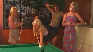 Hot sapphic sluts on a catch pool table - Megan Cole and Celia