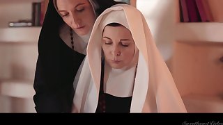Yoke sinful full-grown nuns are licking and munching each others pussies